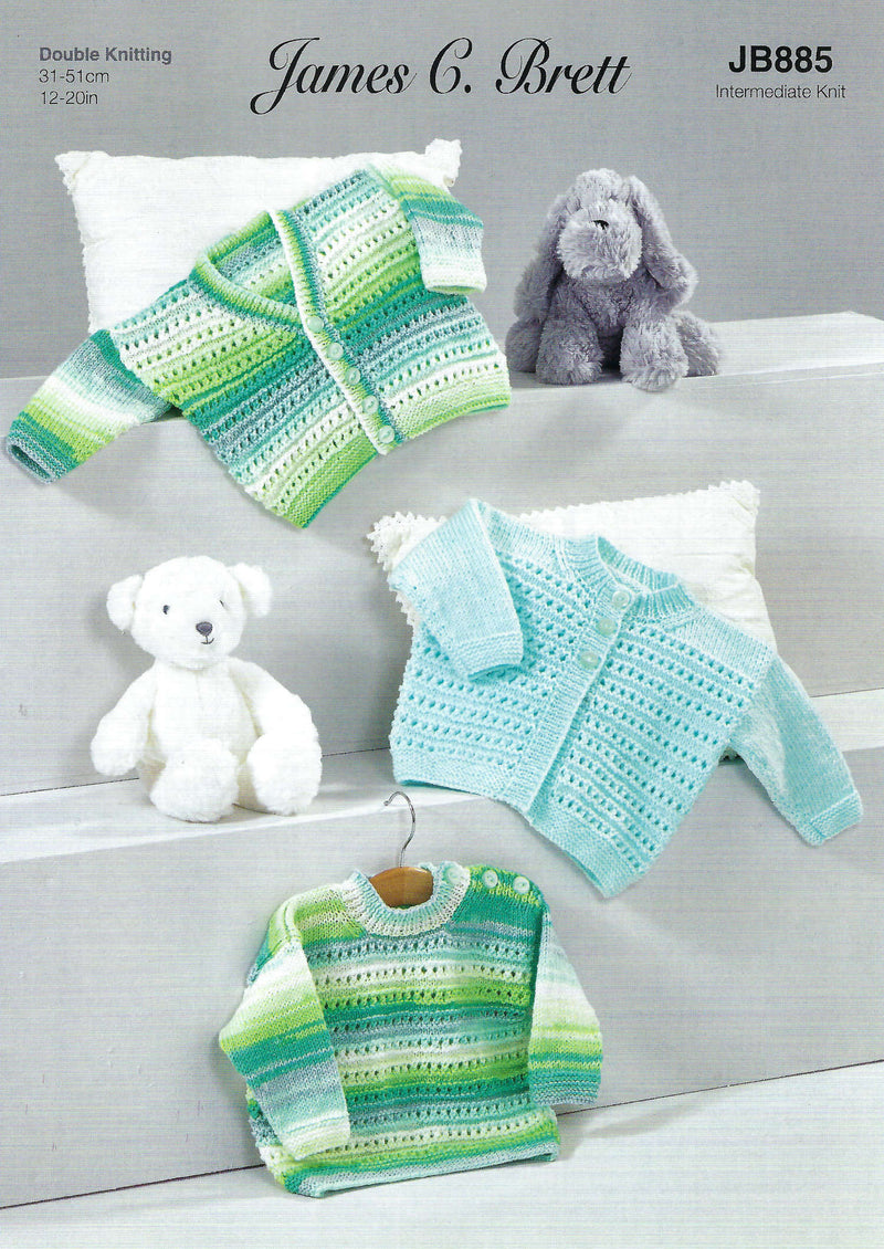 James C Brett DK Knitting Pattern JB885 - Sweater & Cardigans - Intermediate Knit (12-20in)