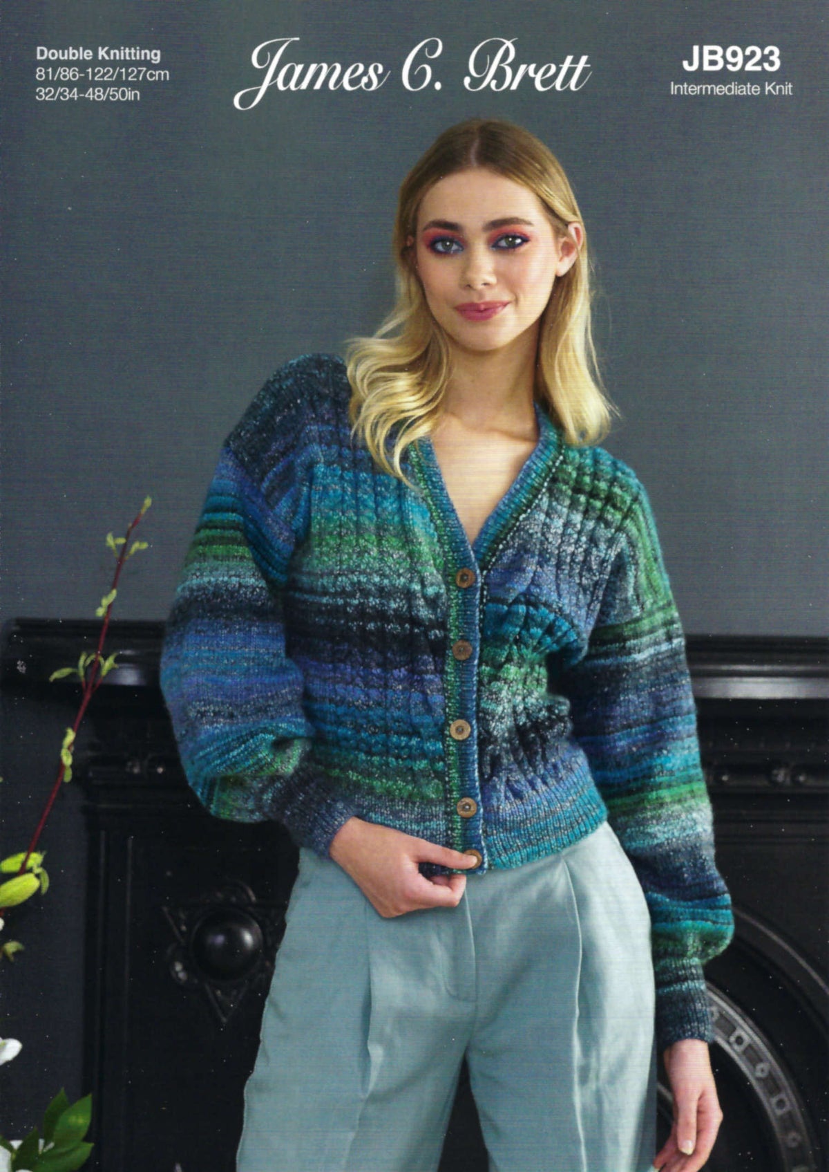 James C Brett Double Knitting Pattern JB923 - Ladies Cardigan (32-50in