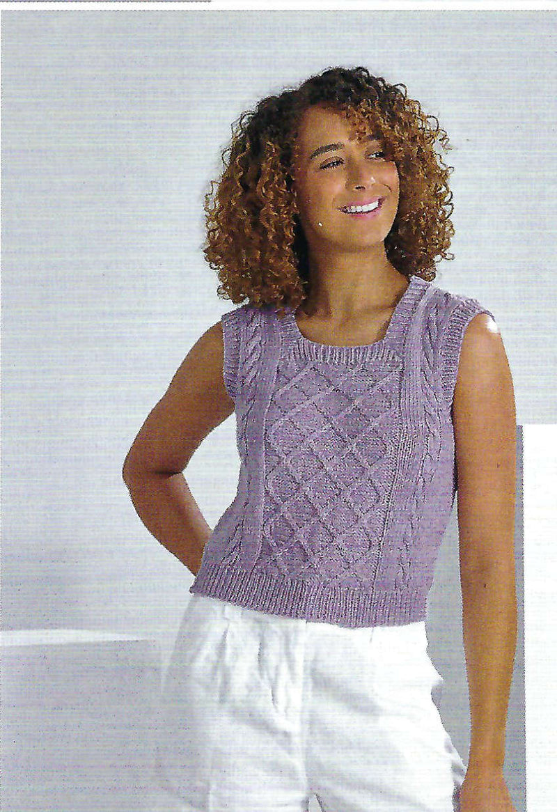 James C Brett JB943 Double Knitting Pattern - Cotton DK Ladies Sweater & Vest