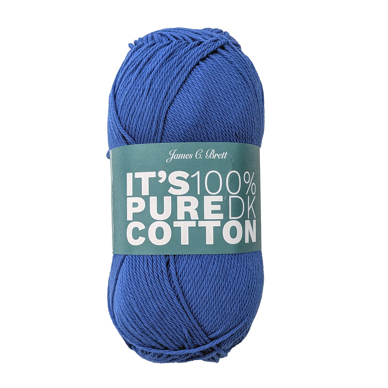 James C Brett It's Pure Cotton Yarn in Electric Blue IC31 - 100% Cotton DK Knitting Crochet Wool - 100g