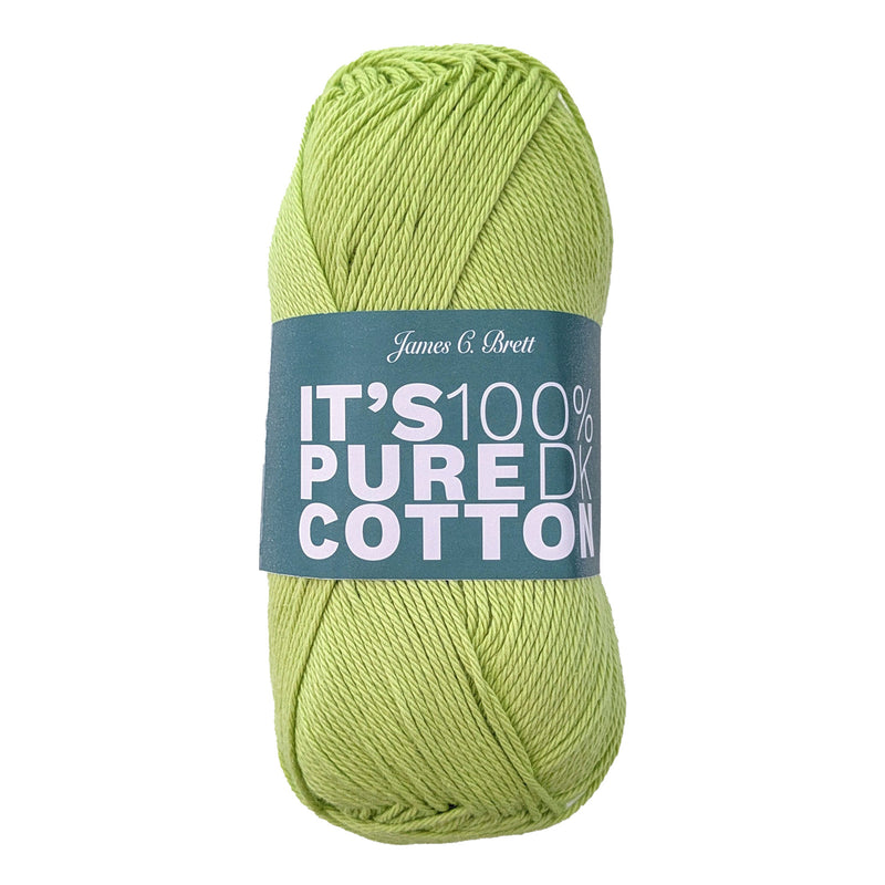 James C Brett It's Pure Cotton Yarn in Lime IC13 - 100% Cotton DK Knitting Crochet Wool - 100g
