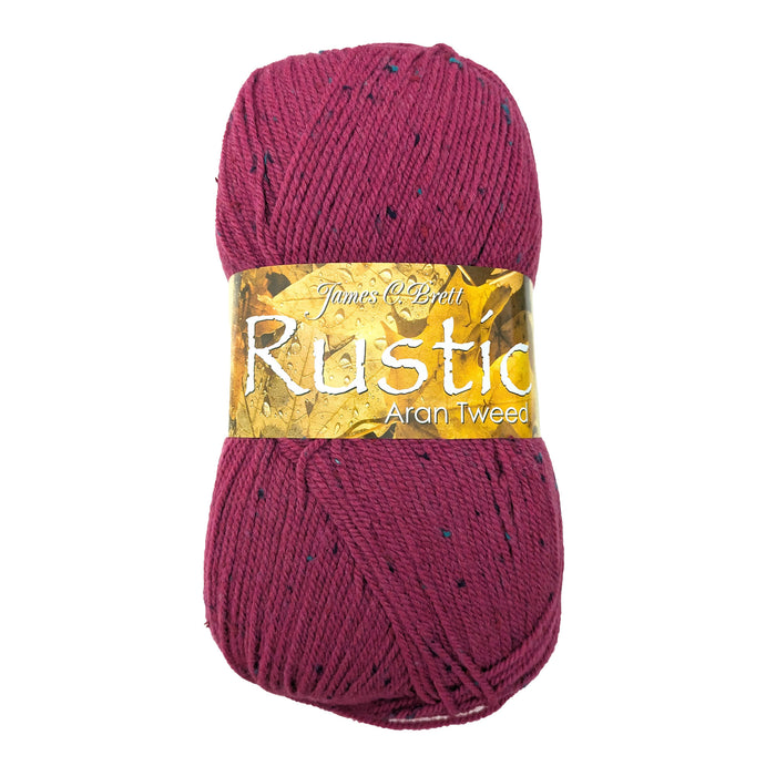 James C Brett Rustic With Wool Aran Yarn - Raspberry - DAT51 - 400g Ball