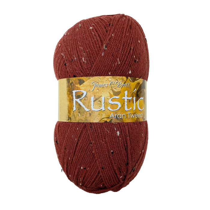 James C Brett Rustic With Wool Aran Yarn - Rust DAT55 - 400g Ball