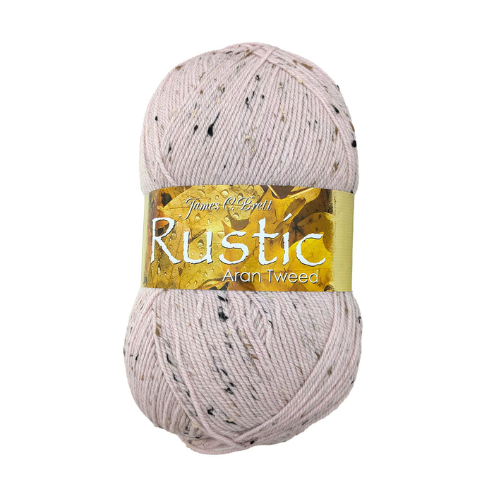 James C Brett Rustic With Wool Aran Yarn - Soft Pink DAT3	- 400g Ball