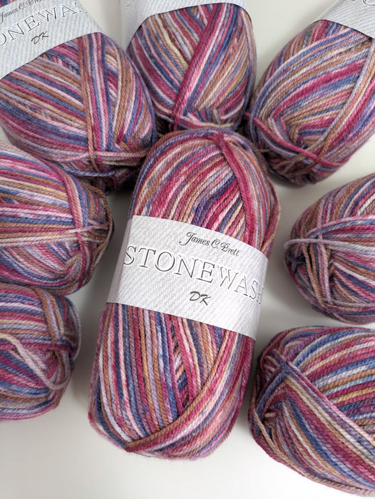 James C Brett Stonewash DK Yarn - SW19 Berry Mix - 100g Ball