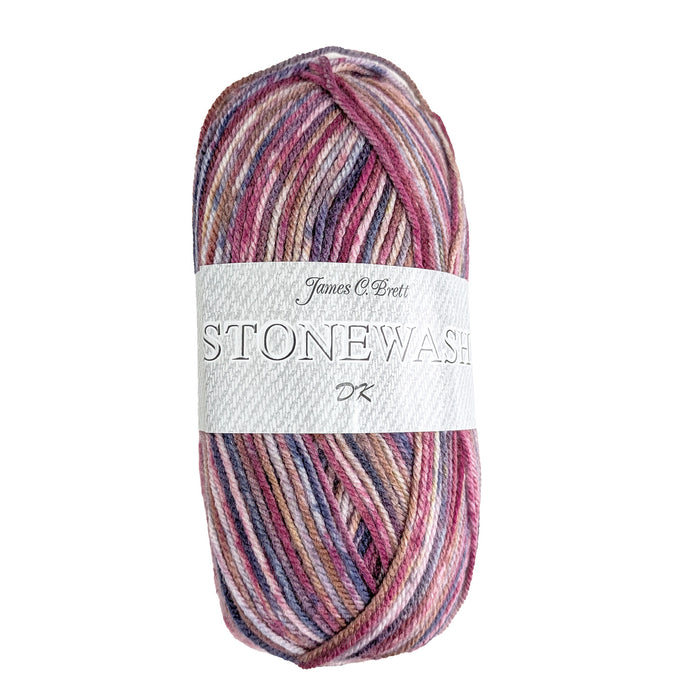 James C Brett Stonewash DK Yarn - SW19 Berry Mix - 100g Ball