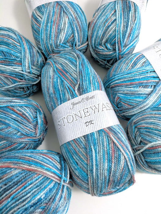 James C Brett Stonewash DK Yarn - SW21 Lagoon Mix - 100g Ball