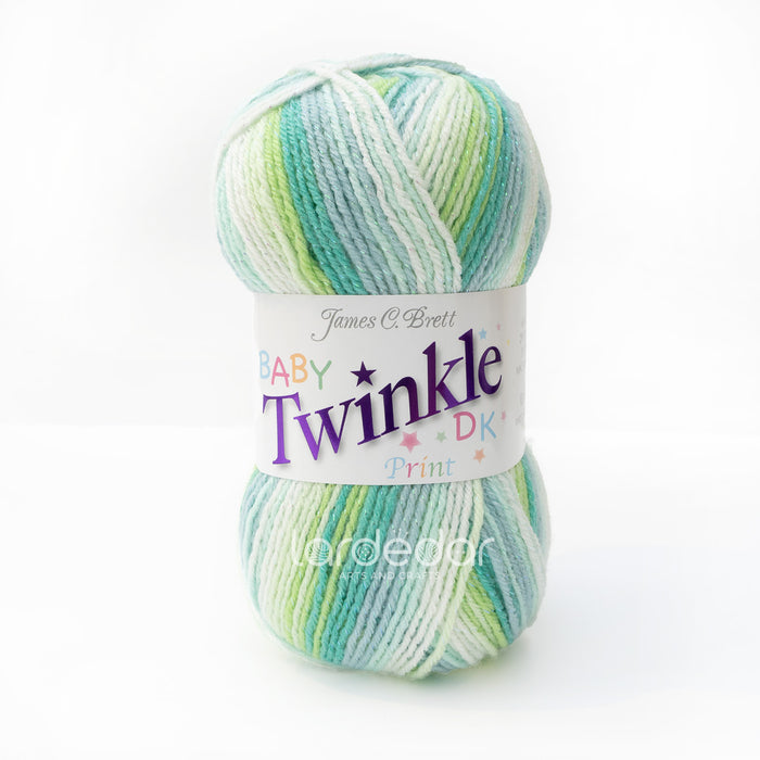 James C Brett Baby Twinkle Print DK Yarn Wool - BTP37 Greens - 100g Ball