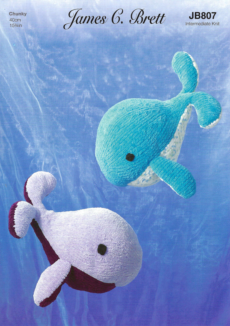 James C Brett JB807 Toy Knitting Pattern -  Flutterby Chunky Whale Pattern (Intermediate Knit)