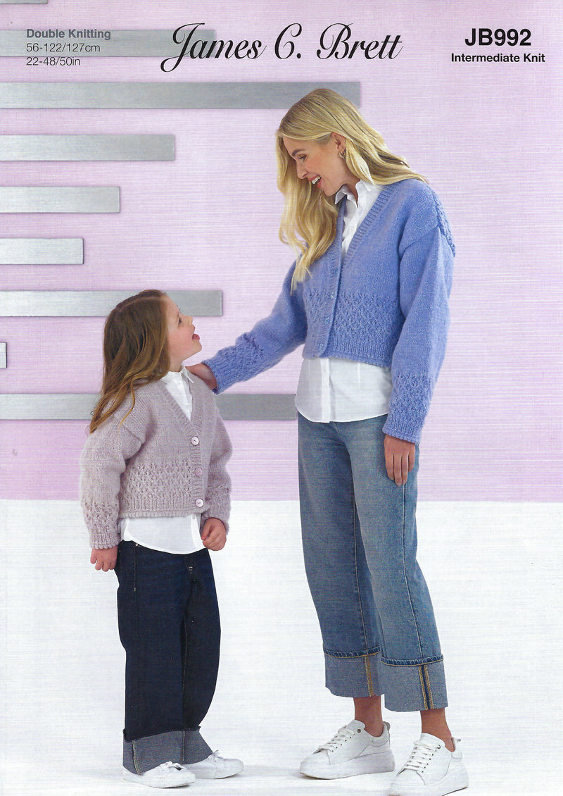 James C Brett JB992 DK Ladies & Girls Cardigan Knitting Pattern