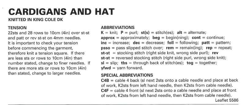 King Cole 5586 DK Knitting Pattern - Easy Lace Cardigans & Hat (1 to 11 years)