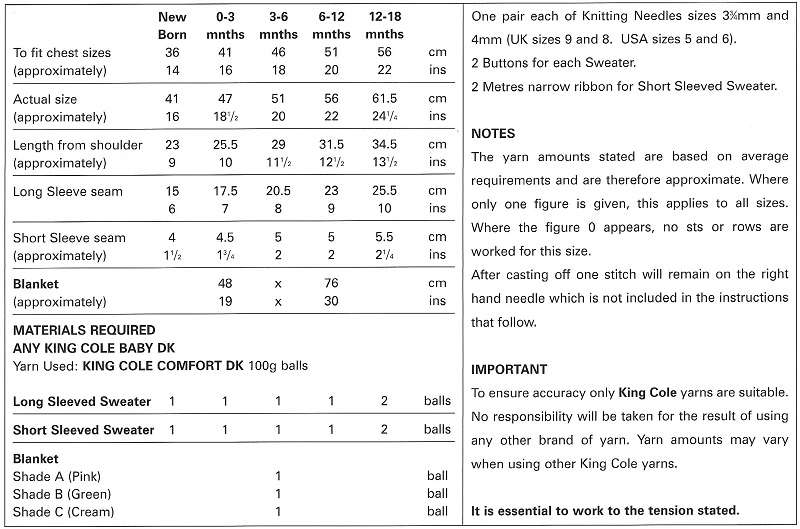 King Cole 3012 DK Knitting Pattern - Baby Sweaters & Blanket (Newborn - 18 mnths)