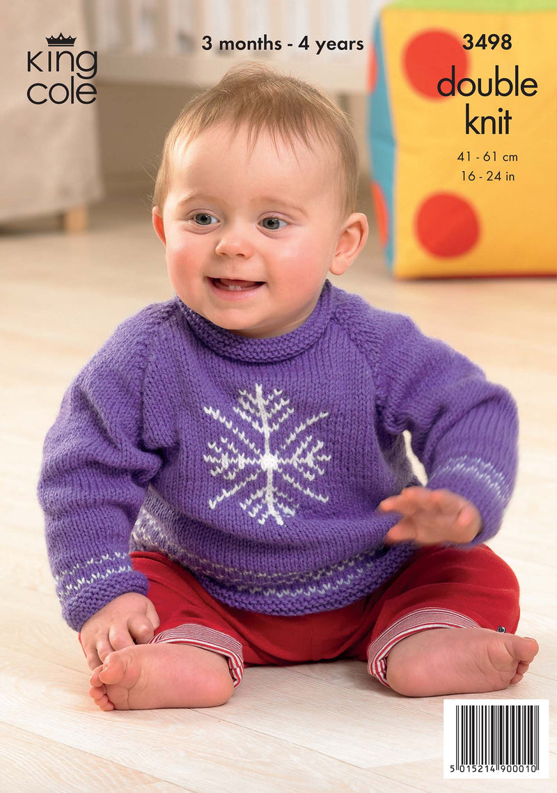 King Cole 3498 DK Knitting Pattern for Christmas Sweater and Dress (3mnth - 4yrs)