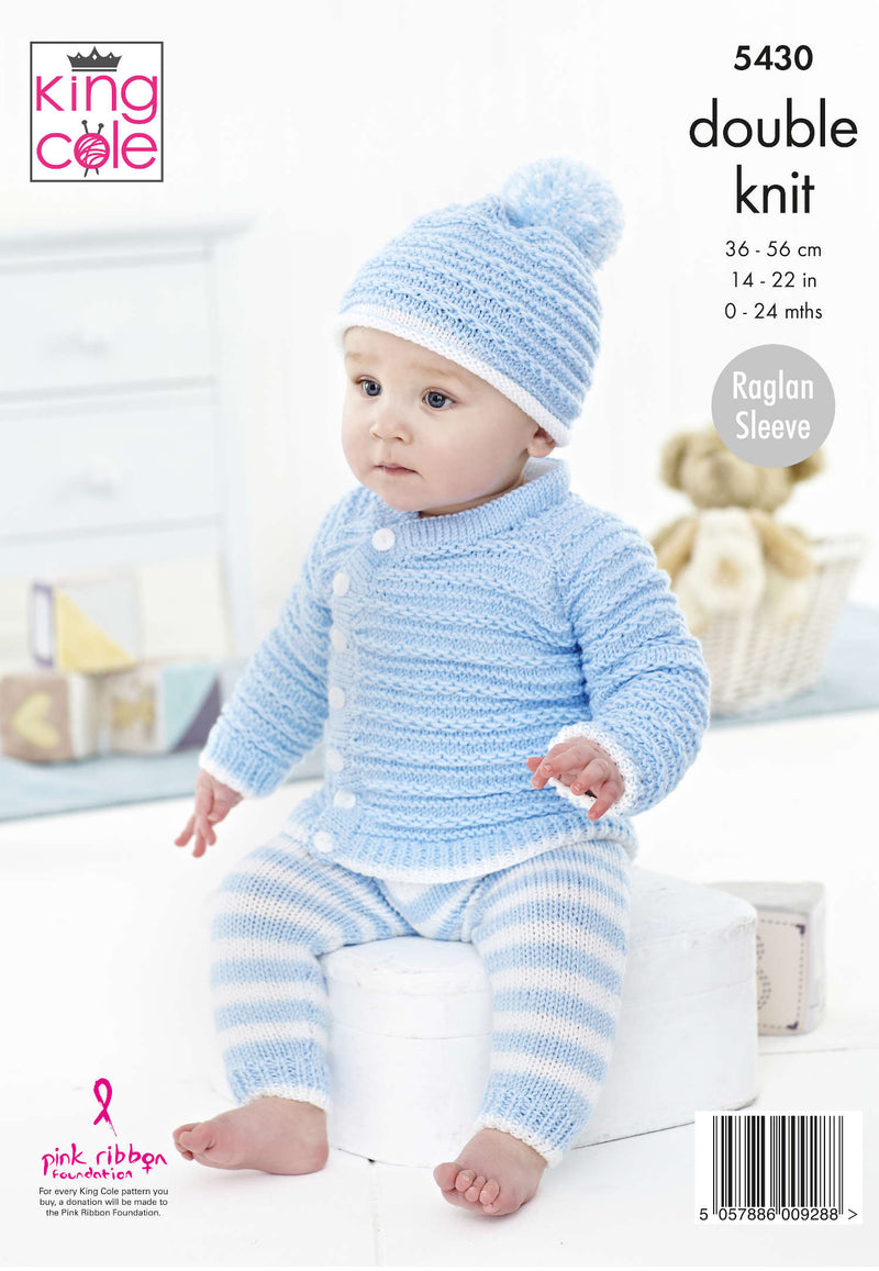King Cole 5430 DK Knitting Pattern - Baby Set 0 to 24 months