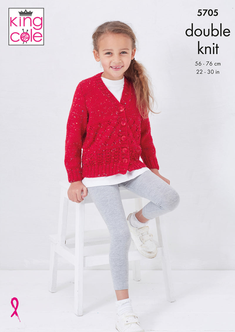 King Cole 5705 Children's Sweater & Cardigan DK Knitting Pattern (22-30in)
