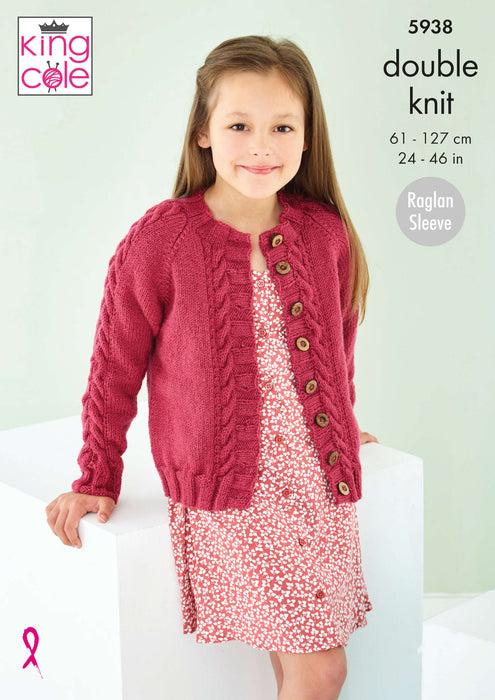 King Cole 5938 DK Knitting Pattern - Sweater & Cardigan (24-46in)