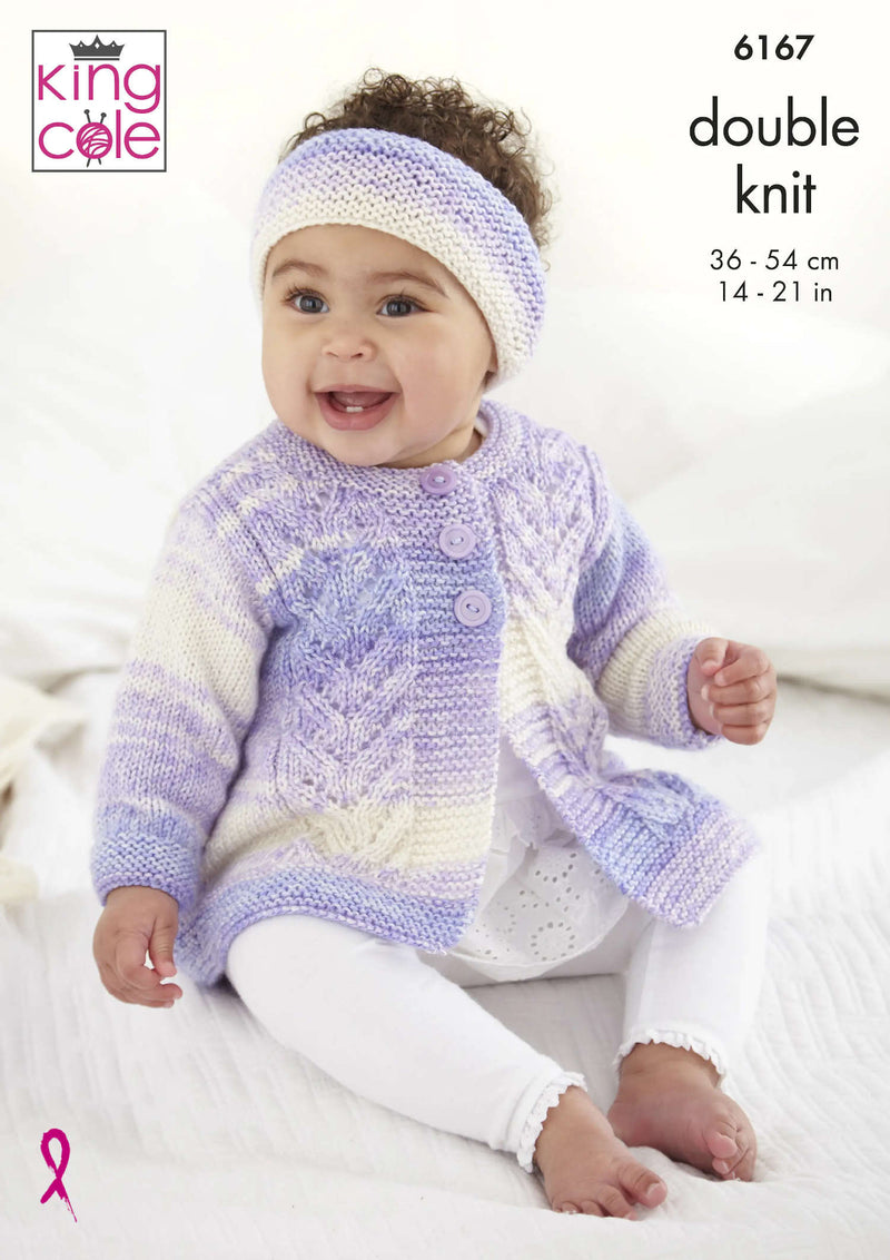 King Cole 6167 Baby DK Knitting Pattern Coat, Cardigan, Gilet & Headband (0–24 Months)