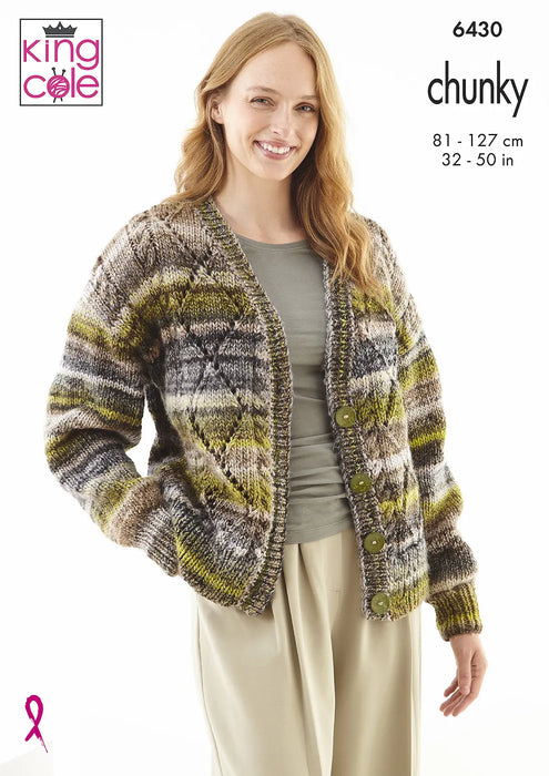 King Cole 6430 Chunky Ladies Knitting Pattern Cardigan & Sweater (32-50in)