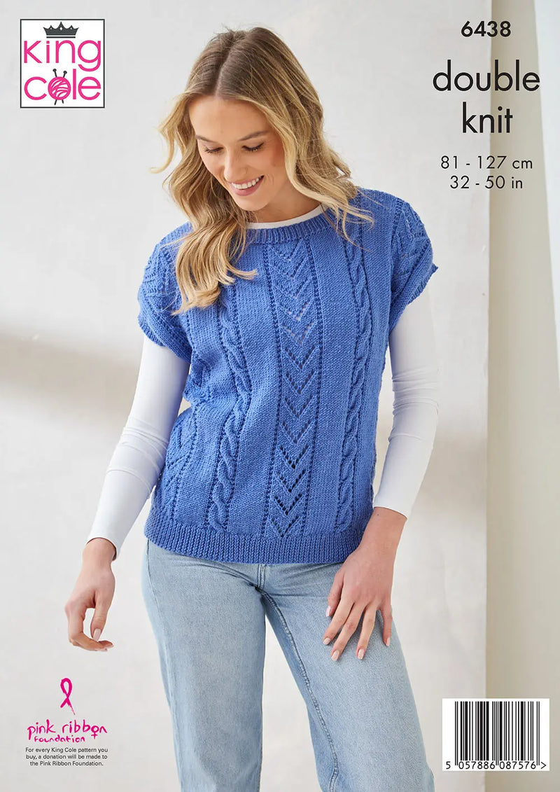 King Cole 6438 Ladies Sweater & Slipover DK Knitting Pattern (32–50in)