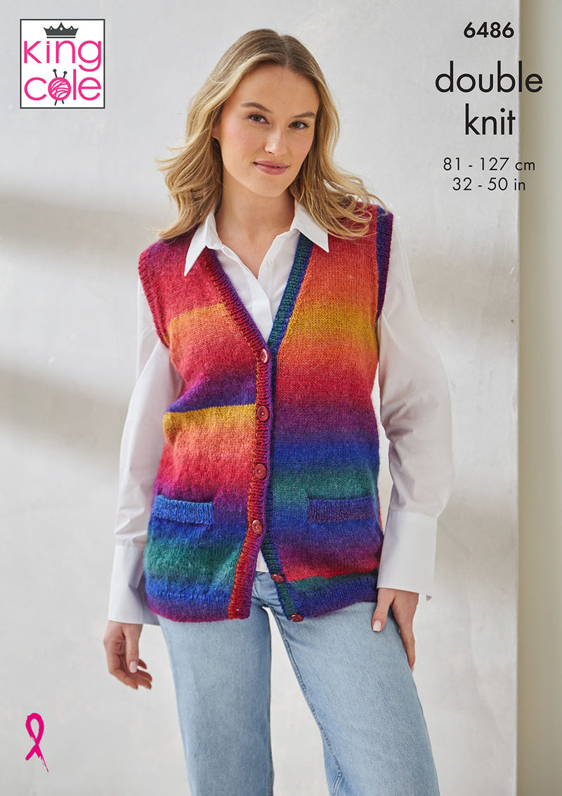 King Cole 6486 Ladies Waistcoat & Slipover Knitting Pattern (32-50in)
