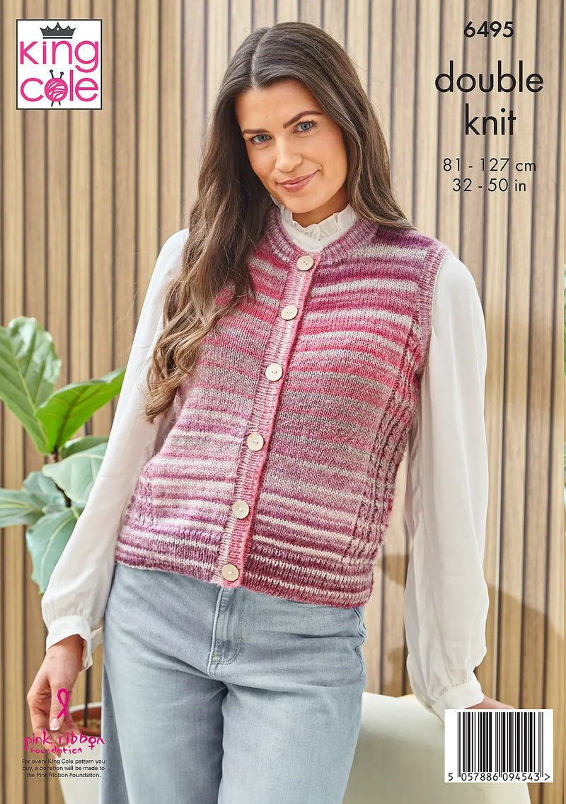 King Cole 6495 Ladies DK Knitting Pattern – Sweaters (32-50in)