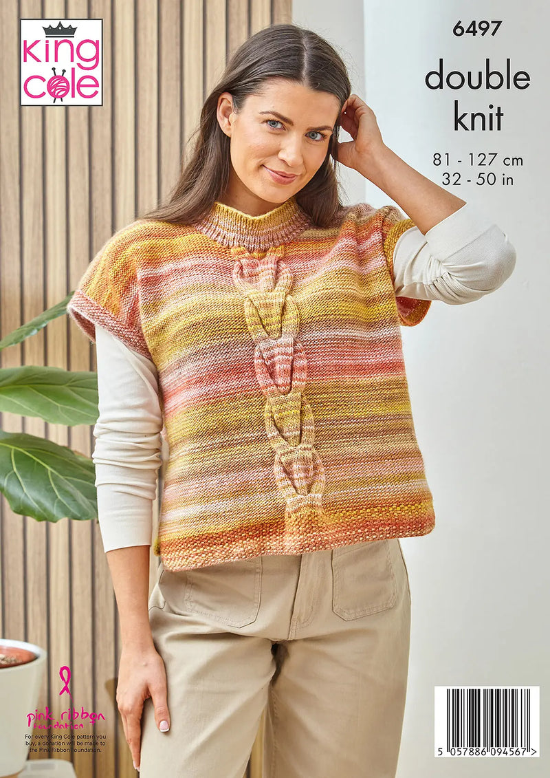 King Cole 6497 Ladies DK Knitting Pattern - Tank Tops (32–50in)