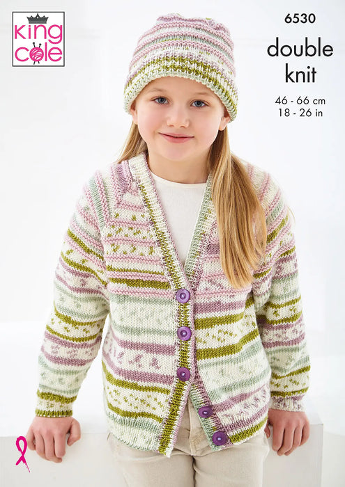King Cole 6530 Knitting Pattern – Baby & Child Cardigans and Hat in DK (18–26 inch chest)