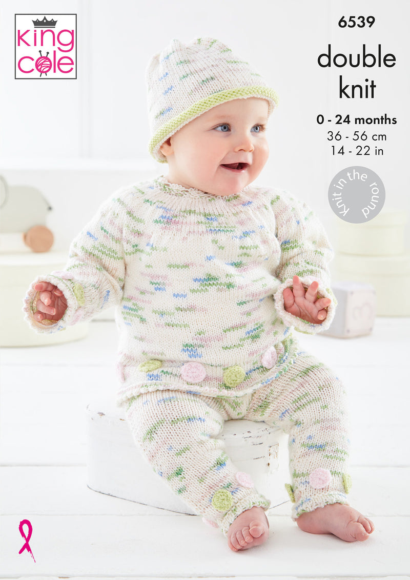 King Cole 6539 Knitting Pattern – Baby Sweater, Cardigan, Hat, Bootees & Blanket DK (0–24 Months)