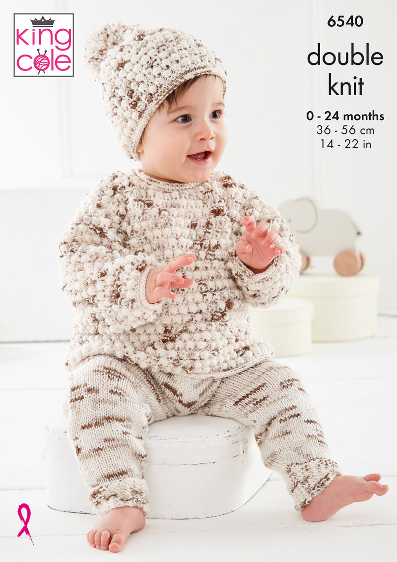 King Cole 6540 DK Knitting Pattern - Baby Polo Shirt, Sweater, Sweater Vest, Trousers, Hat & Blanket  (0–24 Months)
