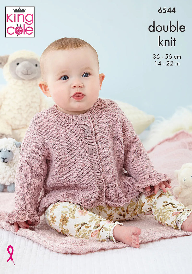 King Cole 6544 Baby DK Cardigans, Blanket & Hat Knitting Pattern (14–22in)