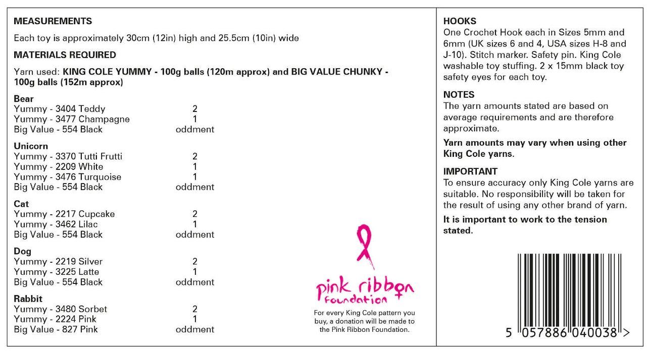 King Cole 9176 CROCHET Pattern - Squishy Amigurumi Toys