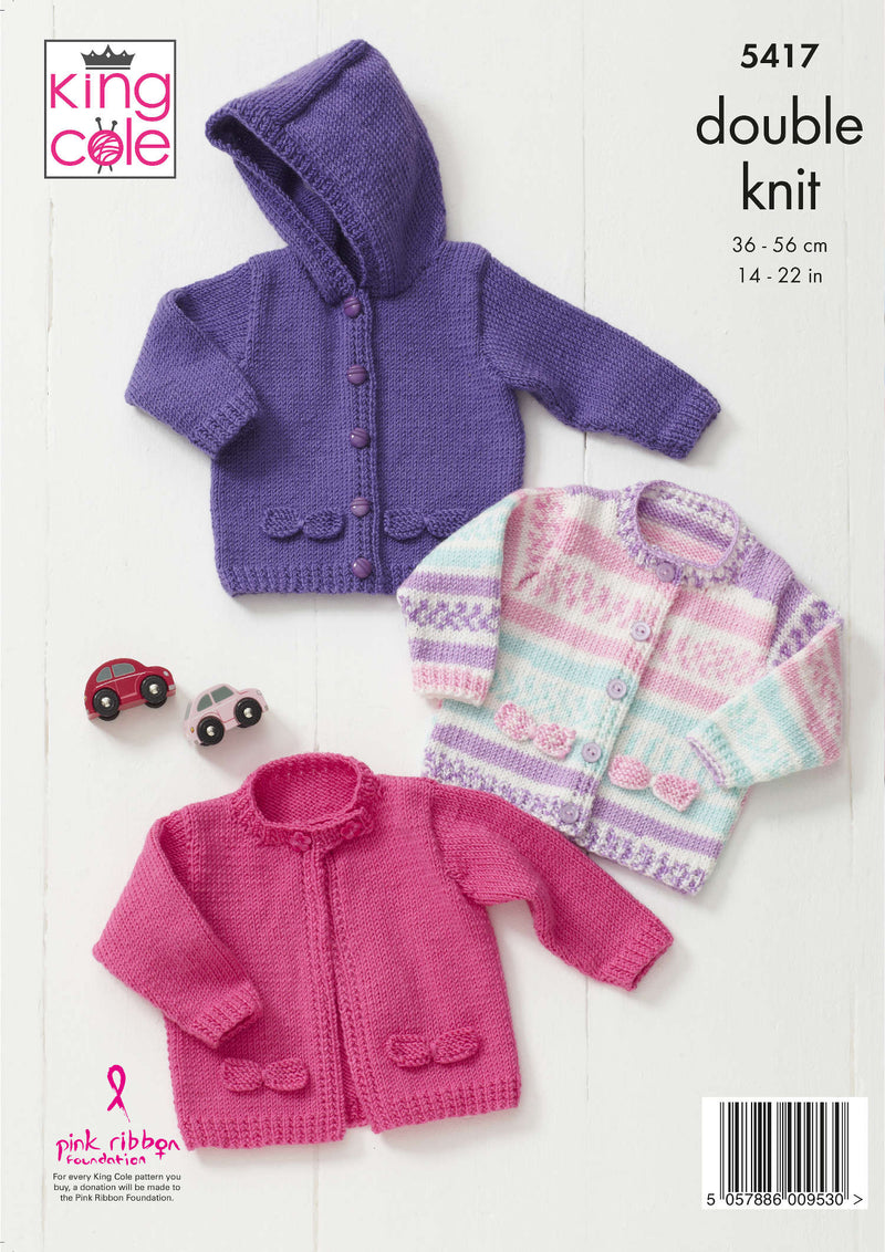 King Cole 5417 Baby DK Knitting Pattern for Cardigans (14-22in)