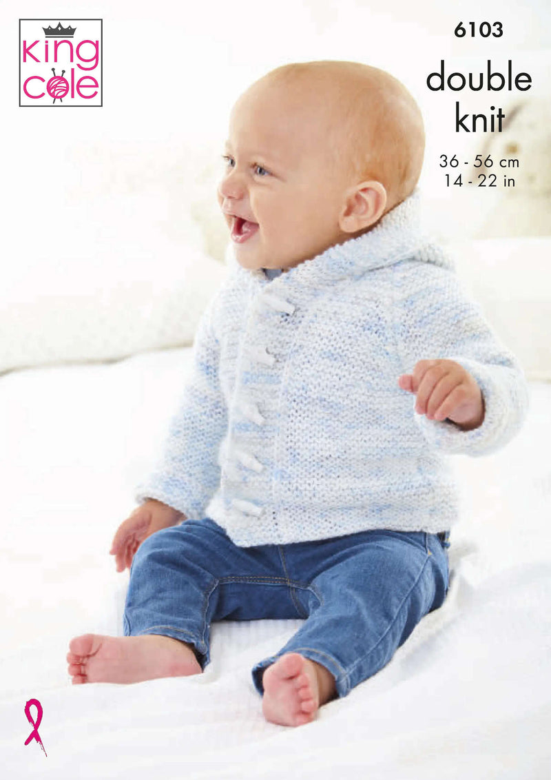 King Cole 6103 DK Knitting Pattern - Jackets & Hat (0-4 Years)