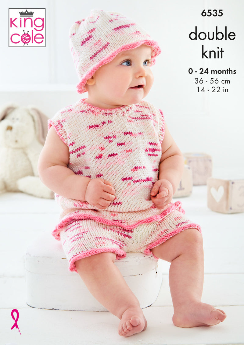 King Cole 6535 Baby DK Knitting Pattern – Sweater, Onesie, Hat & More (0–24 Months)