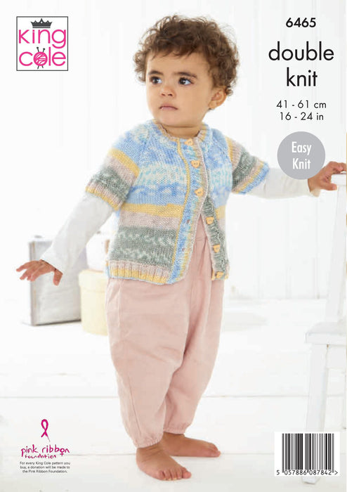 King Cole 6465 baby cardigan knitting pattern in Fjord Baby DK