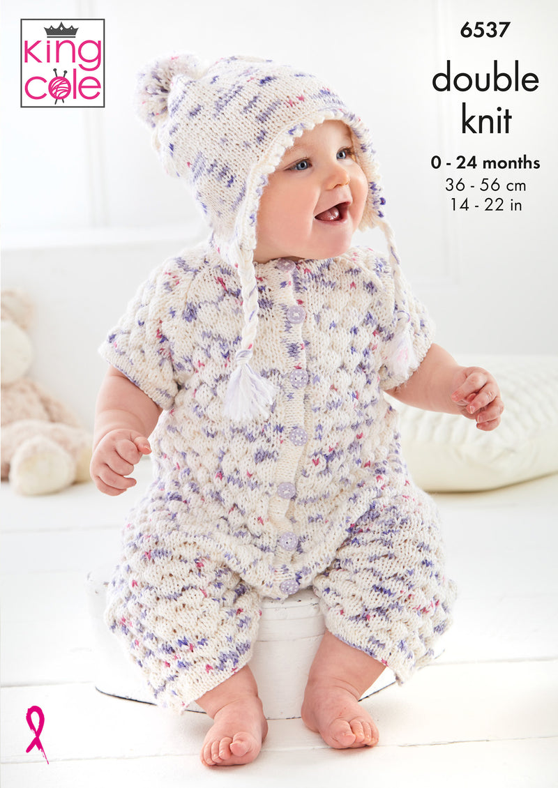 King Cole 6537 Baby Onesie, Sweater, Shorts, Hat & Blanket DK Knitting Pattern (0–24 Months)