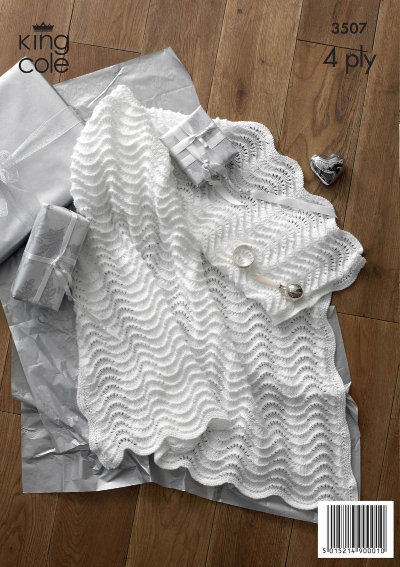 King Cole 3507 Knitting Pattern - DK & 4Ply Baby Shawls