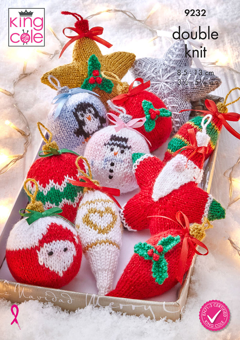 King Cole 9232 Christmas Baubles & Decorations Knitting Pattern – DK
