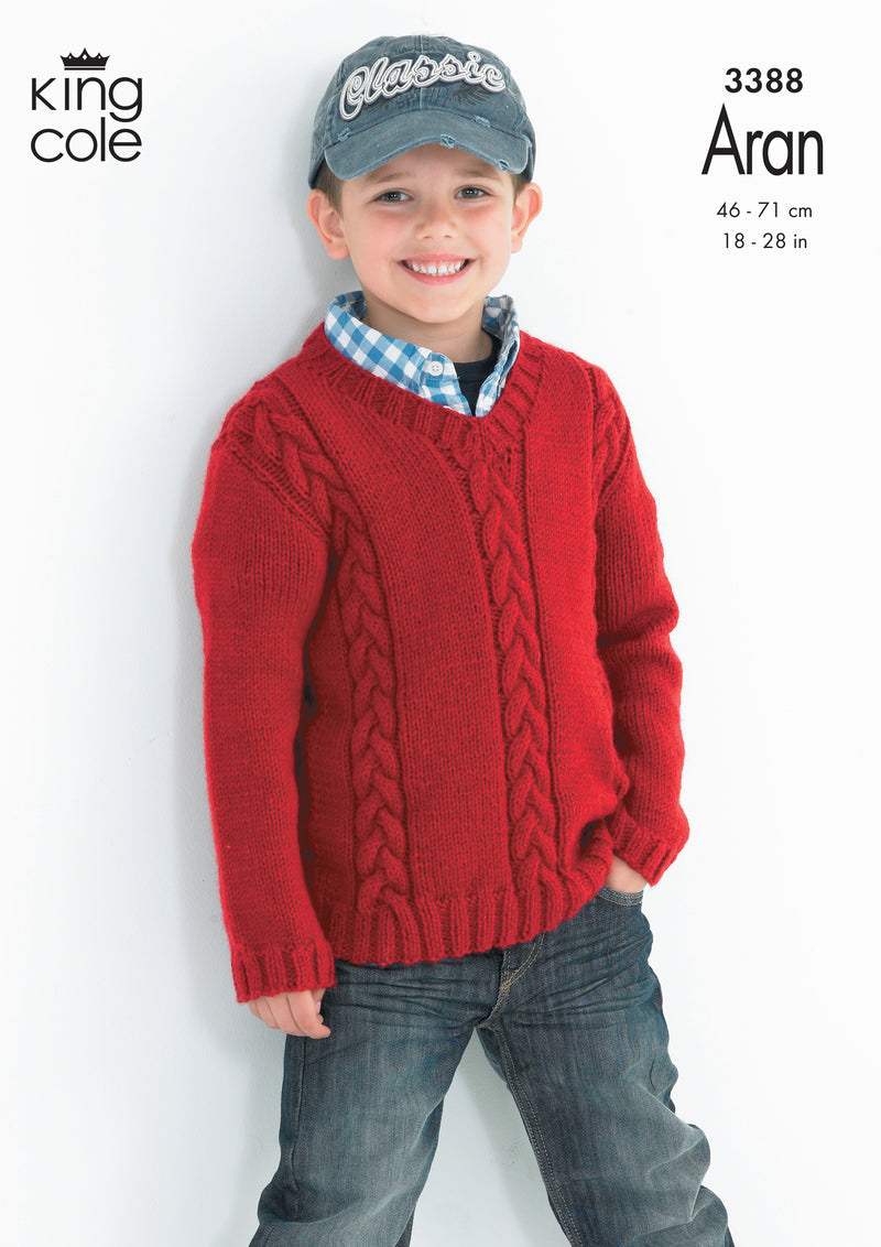 King Cole 3388 Baby & Children's Cable Sweaters Knitting Pattern Aran (18-28in)