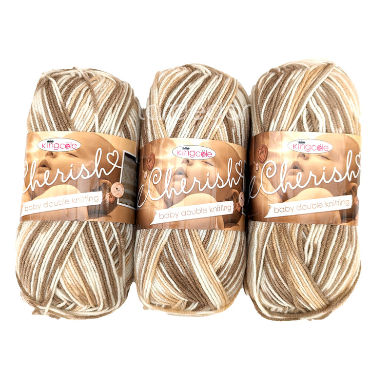 King Cole Cherish DK Yarn in Cafe Creme - 1118 - 100g Ball of Self Patterning Double Knitting Wool