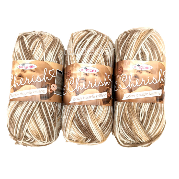 King Cole Cherish DK Yarn in Cafe Creme - 1118 - 100g Ball of Self Patterning Double Knitting Wool
