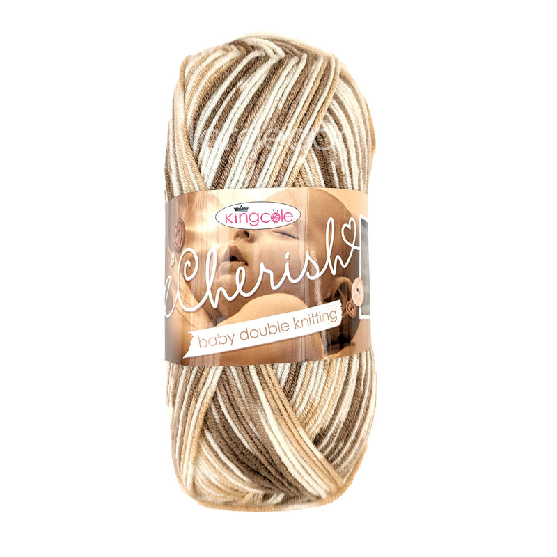 King Cole Cherish DK Yarn in Cafe Creme - 1118 - 100g Ball of Self Patterning Double Knitting Wool
