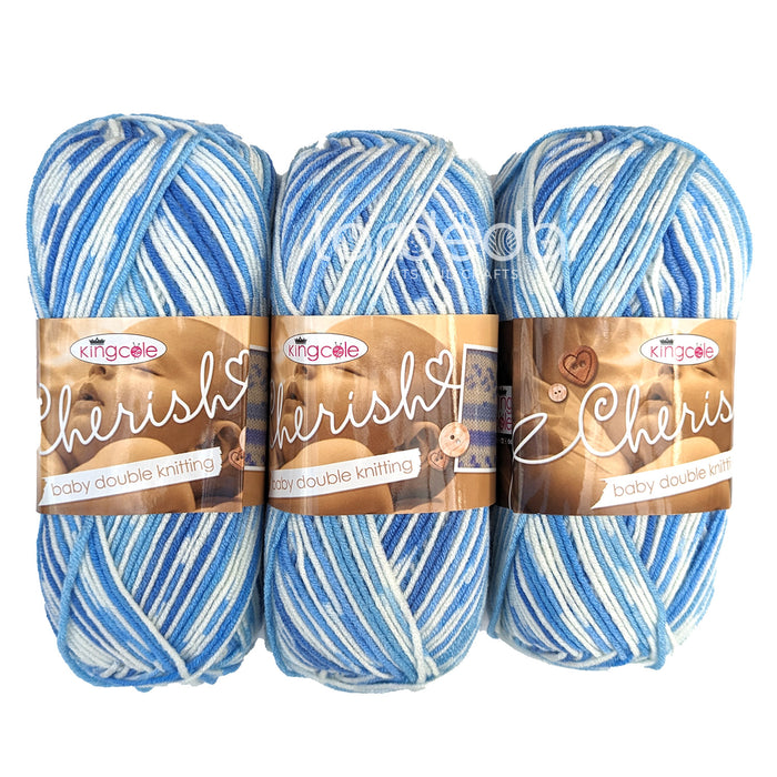 King Cole Cherish DK Yarn in Lagoon - 1596 - 100g Ball of Self Patterning Double Knitting Wool