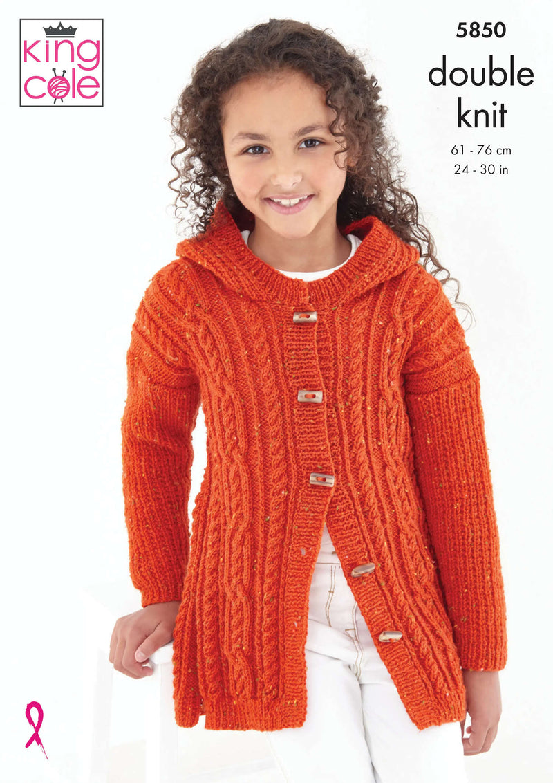 King Cole 5850 DK Knitting Pattern for Children - Cardigan & Sweater (5-12 yrs)