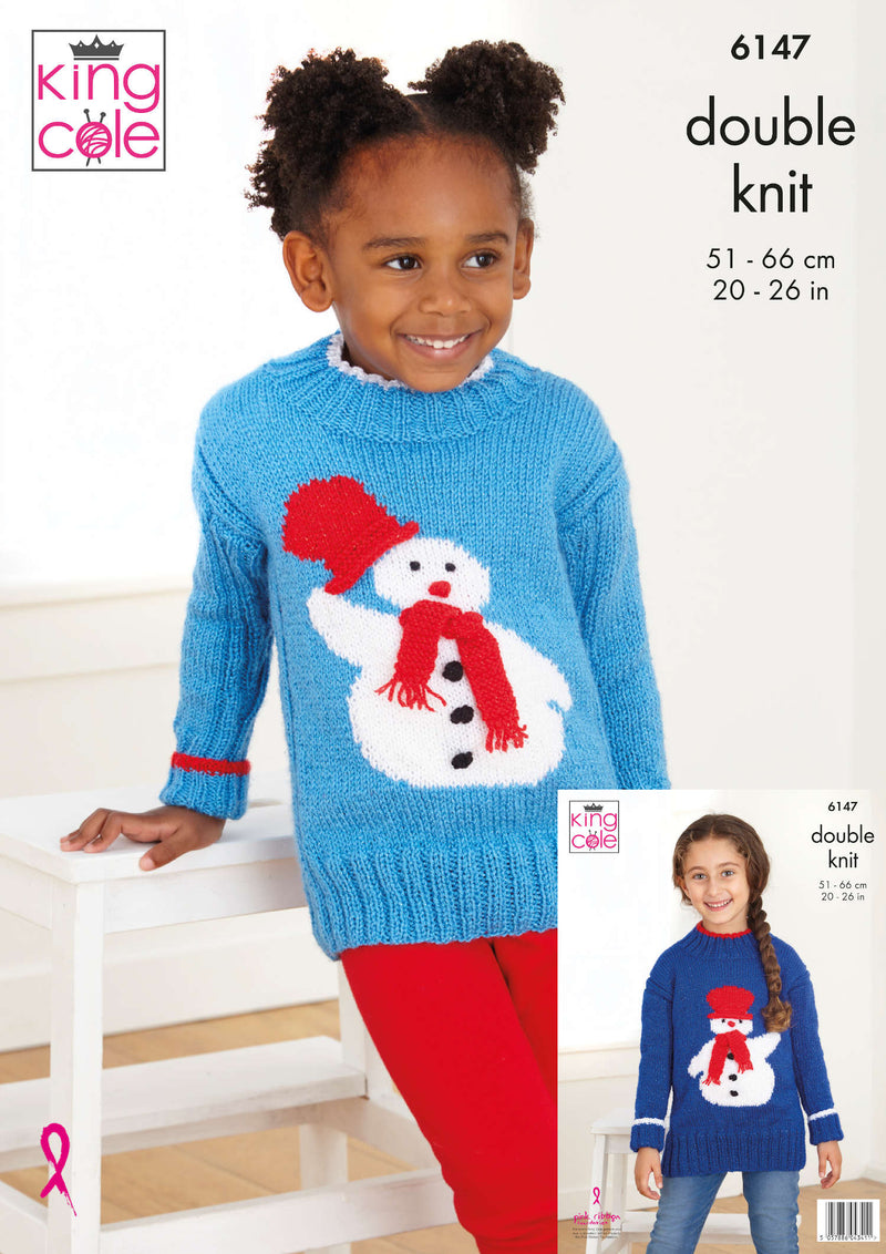 King Cole 6147 Children's Christmas Jumper DK Knitting Pattern (20-26in)