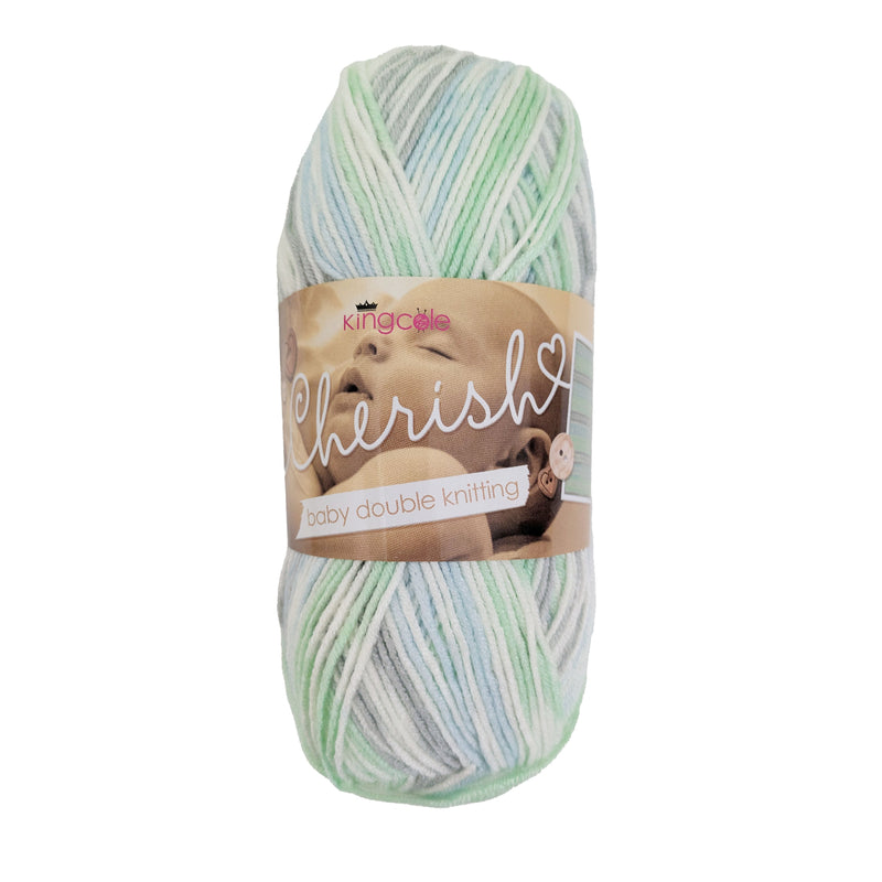 King Cole Cherish DK Yarn in Cool Mint - 3729 - 100g Ball of Self Patterning Double Knitting Wool