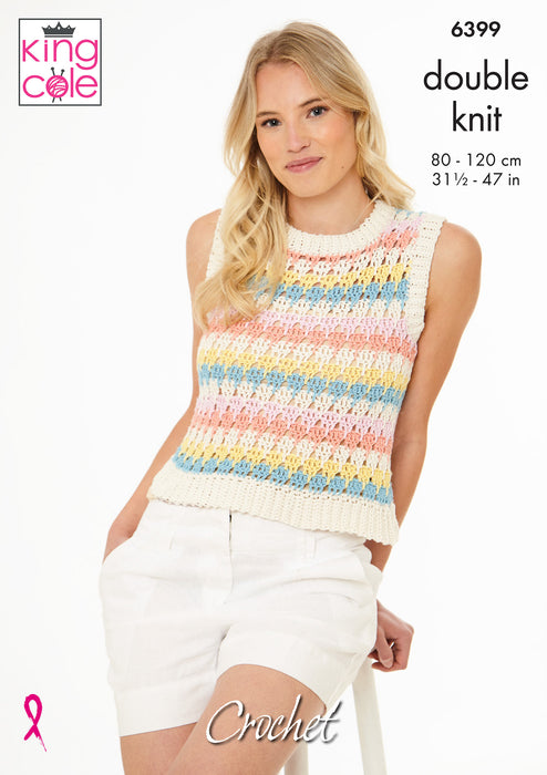 King Cole 6399 CROCHET Pattern - Ladies Cotton DK Tank Tops