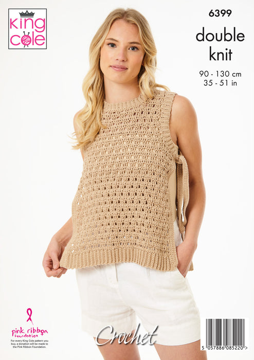 King Cole 6399 CROCHET Pattern - Ladies Cotton DK Tank Tops