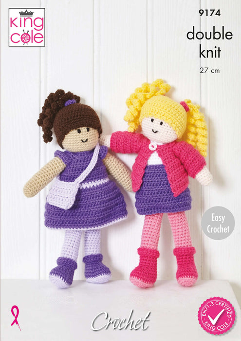 King Cole 9174 CROCHET Pattern - Easy DK Amigurumi Dolls