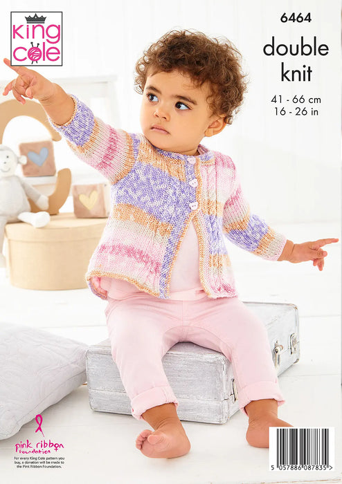 King Cole 6464 Double Knitting Pattern - DK Baby / Childrens Coats (0 to 6 yrs)